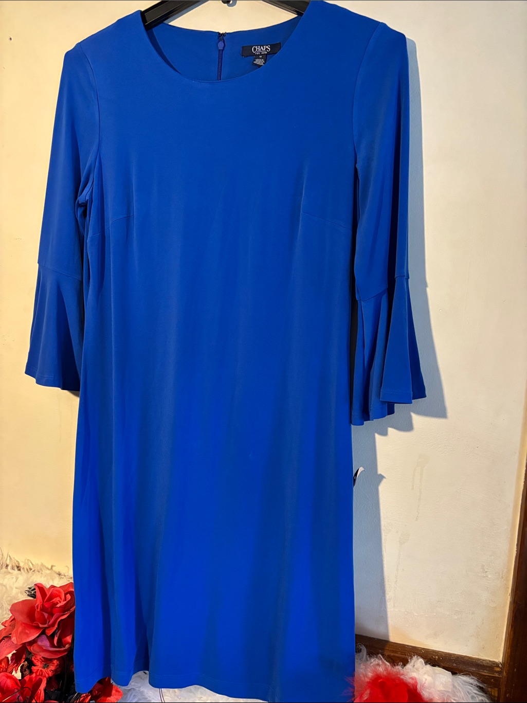 Chaps Cobalt Blue Bell-Sleeve Shift Dress